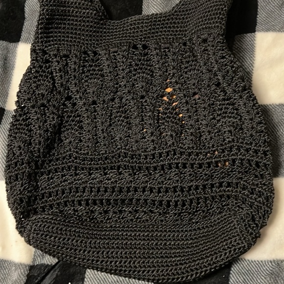 EUC The Sak McClaren Crochet Tote Purse with attached wristlet. Black. - Picture 8 of 17